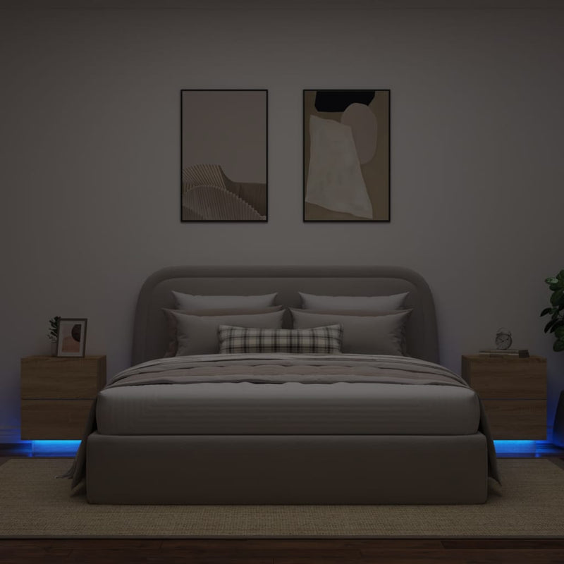 Nachtkastjes met LED-verlichting 2 st bewerkt hout sonoma eiken MeubelReus