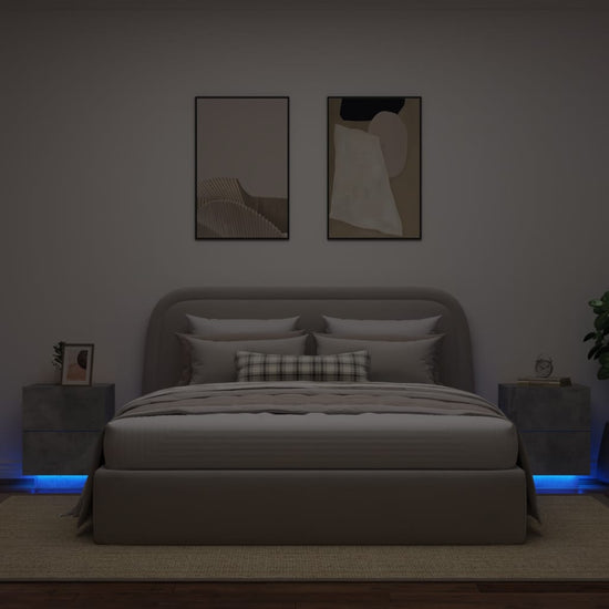 Nachtkastjes met LED-verlichting 2 st bewerkt hout betongrijs MeubelReus