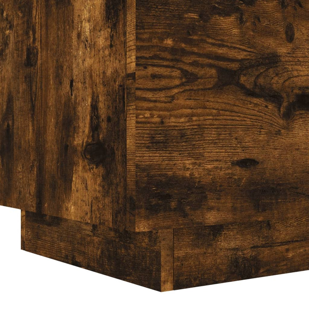 Nachtkastjes met LED 2 st bewerkt hout gerookt eikenkleurig MeubelReus