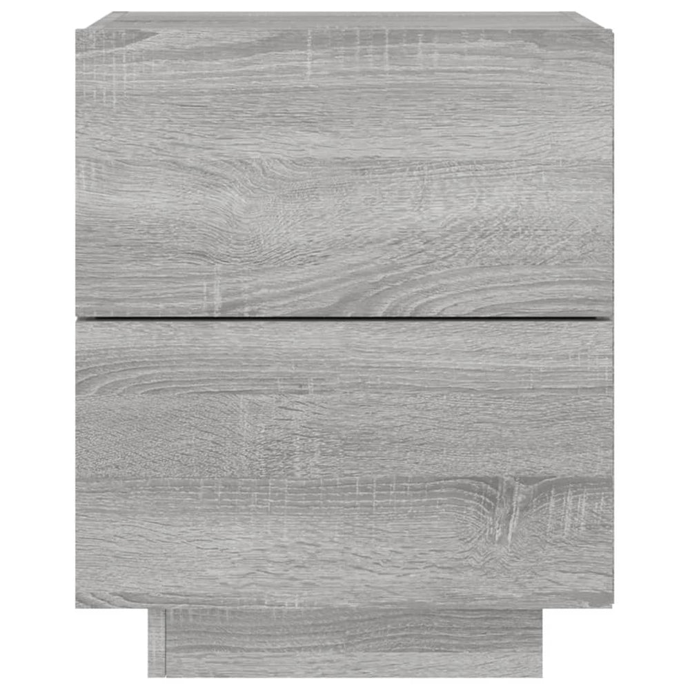 Nachtkastje met LED-verlichting bewerkt hout grijs sonoma MeubelReus