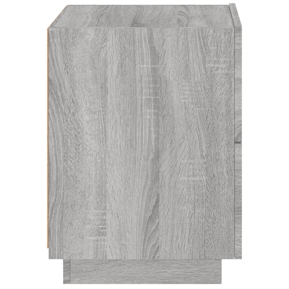 Nachtkastje met LED-verlichting bewerkt hout grijs sonoma MeubelReus