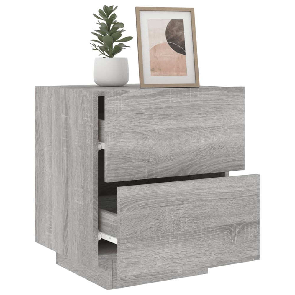 Nachtkastjes met LED-verlichting 2 st bewerkt hout grijs sonoma MeubelReus