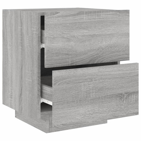 Nachtkastjes met LED-verlichting 2 st bewerkt hout grijs sonoma MeubelReus