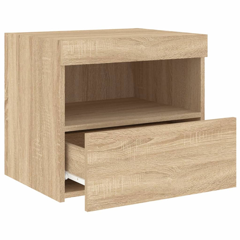 Nachtkastje met LED-verlichting 50x40x45 cm sonoma eikenkleurig