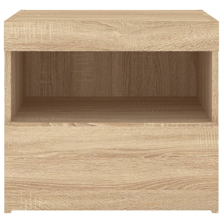 Nachtkastje met LED-verlichting 50x40x45 cm sonoma eikenkleurig