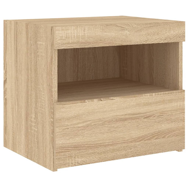 Nachtkastjes met LED 2 st 50x40x45 cm sonoma eikenkleurig