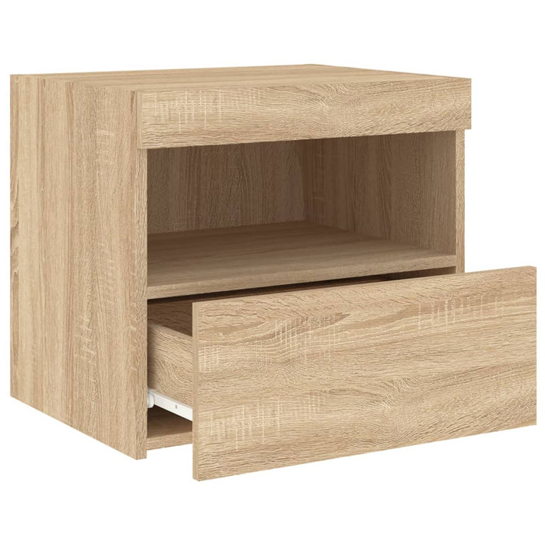 Nachtkastjes met LED 2 st 50x40x45 cm sonoma eikenkleurig