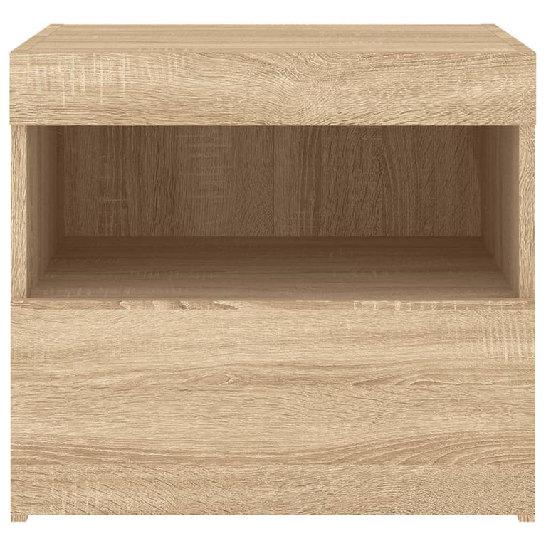 Nachtkastjes met LED 2 st 50x40x45 cm sonoma eikenkleurig