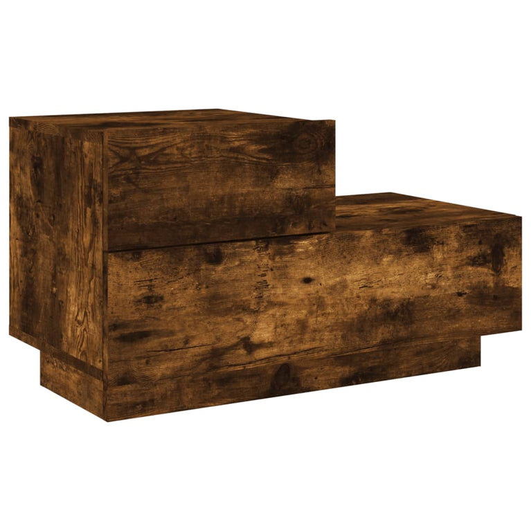 Nachtkastje met LED-verlichting 70x36x40,5 cm gerookt eiken