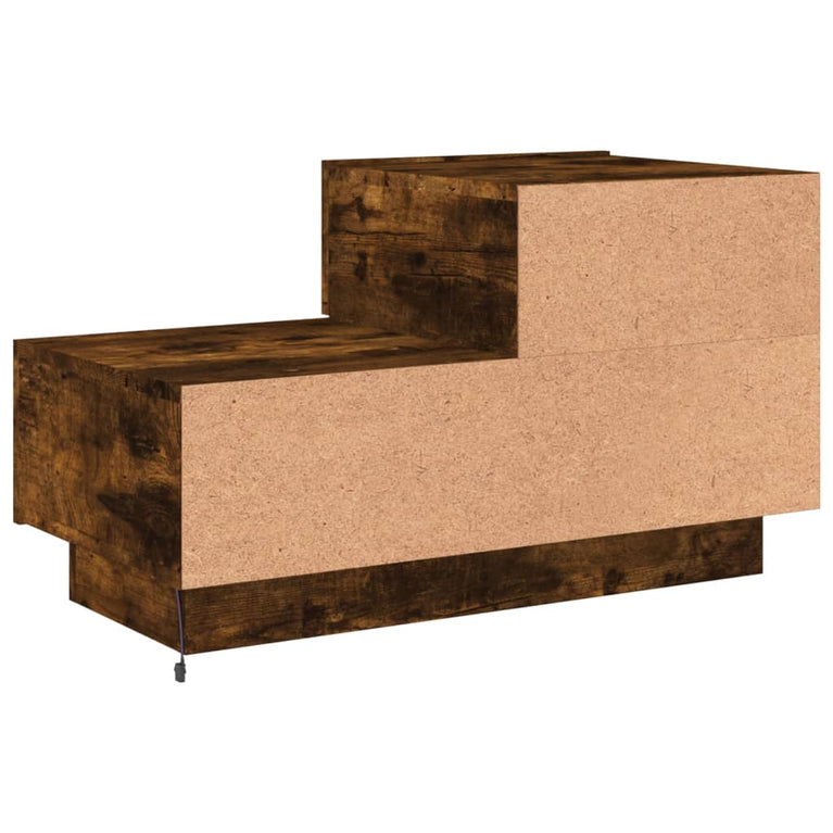 Nachtkastje met LED-verlichting 70x36x40,5 cm gerookt eiken
