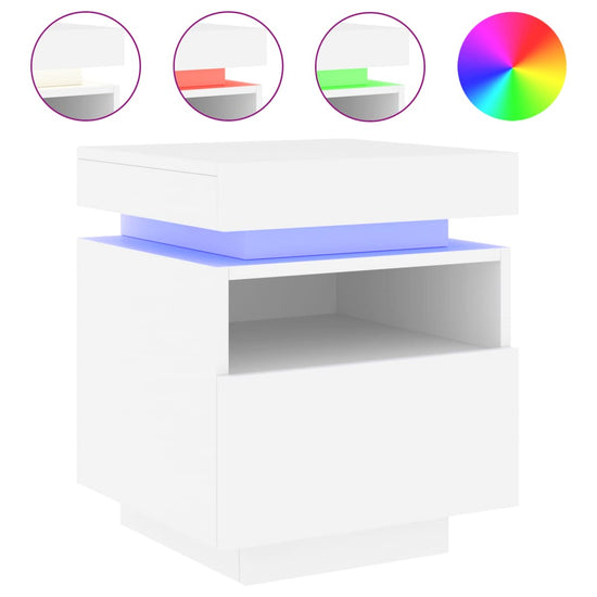 Nachtkastjes met LED-verlichting 2 st 40x39x48,5 cm wit MeubelReus