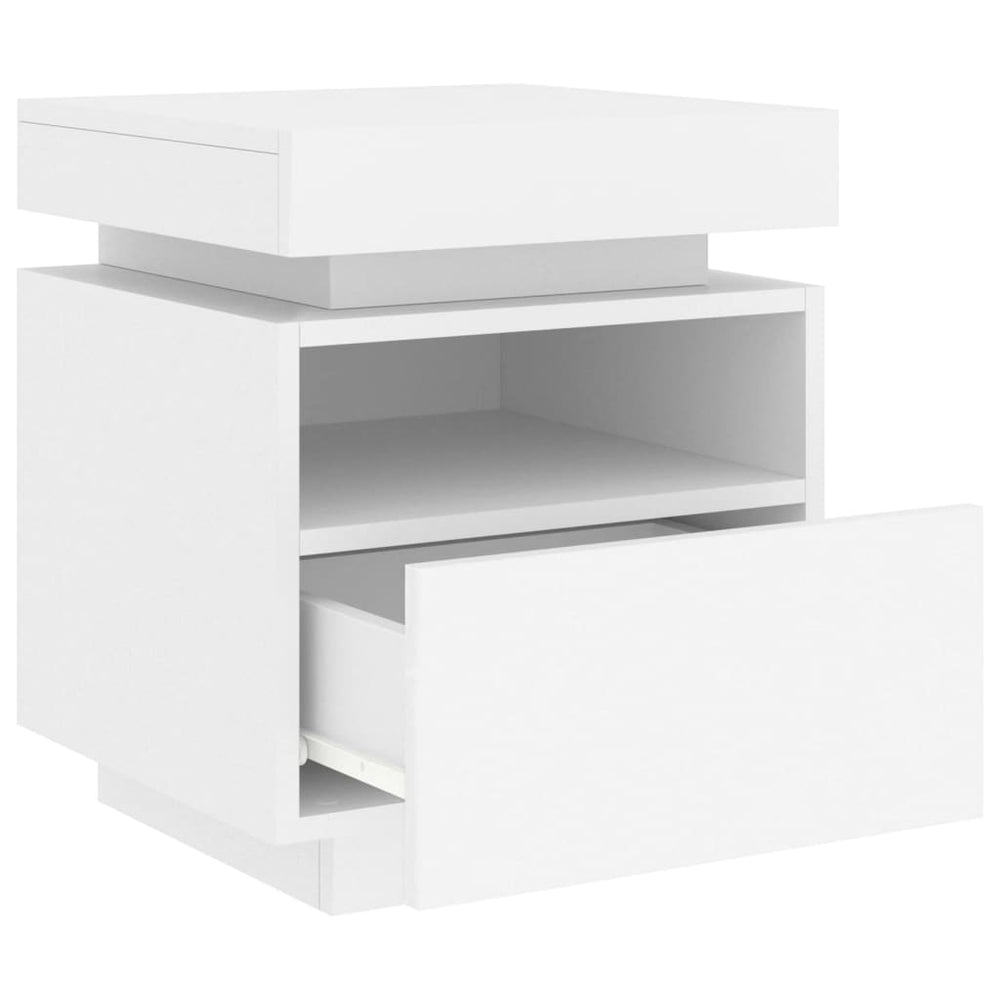 Nachtkastjes met LED-verlichting 2 st 40x39x48,5 cm wit MeubelReus