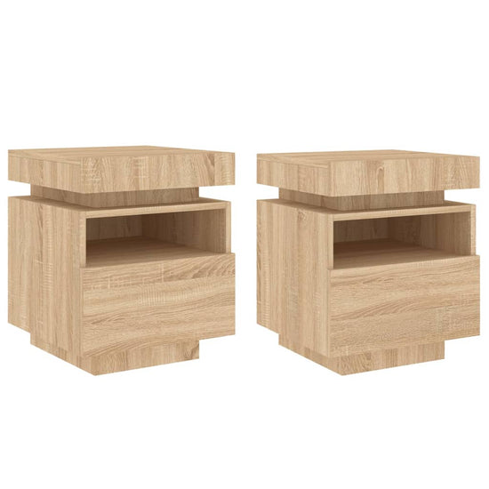 Nachtkastjes met LED 2 st 40x39x48,5 cm sonoma eikenkleurig MeubelReus