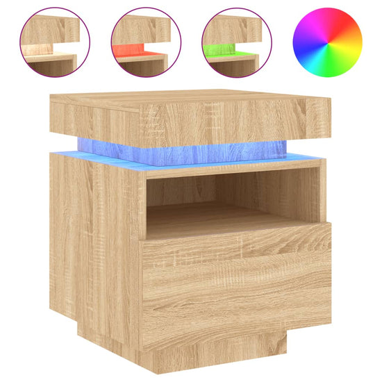 Nachtkastjes met LED 2 st 40x39x48,5 cm sonoma eikenkleurig MeubelReus