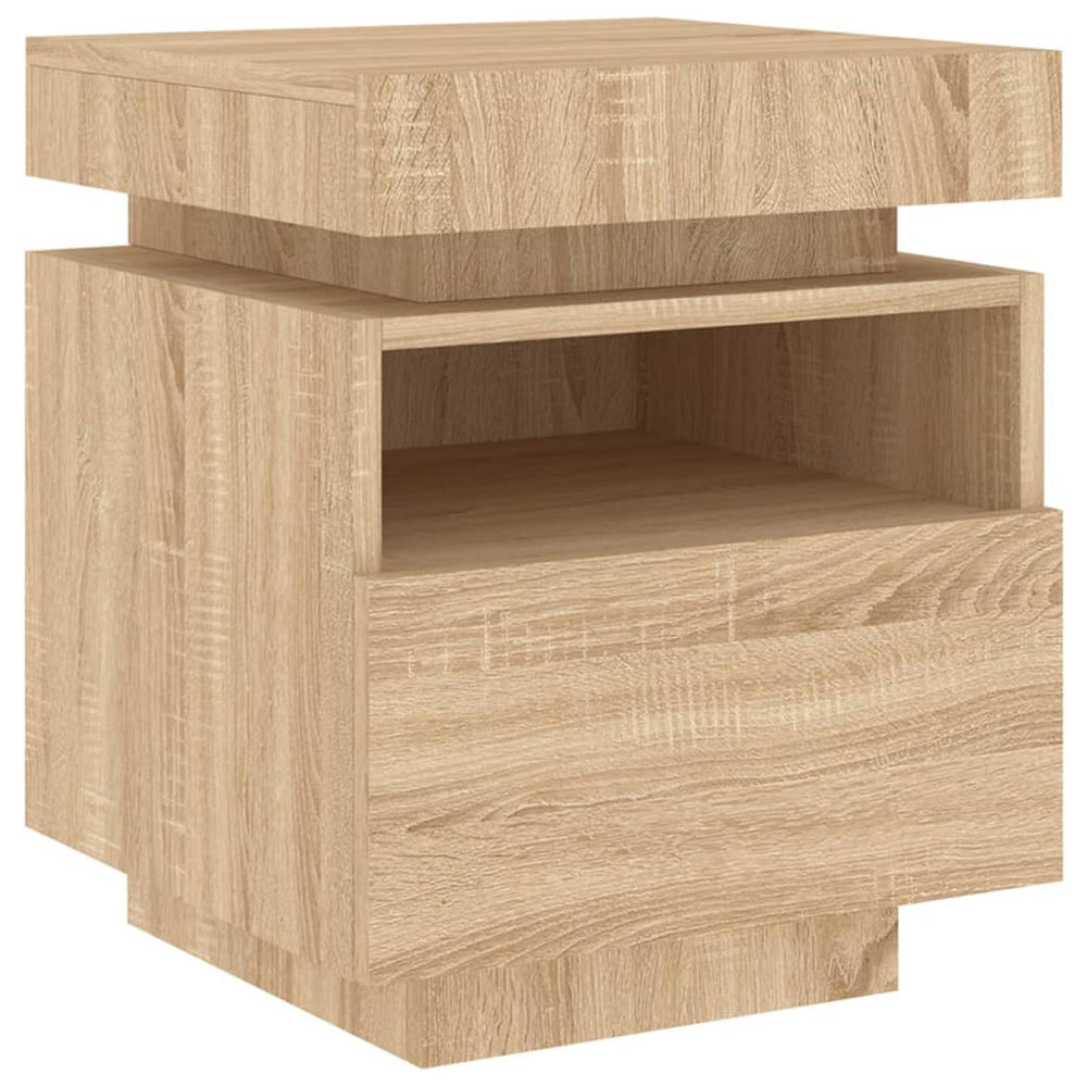 Nachtkastjes met LED 2 st 40x39x48,5 cm sonoma eikenkleurig MeubelReus
