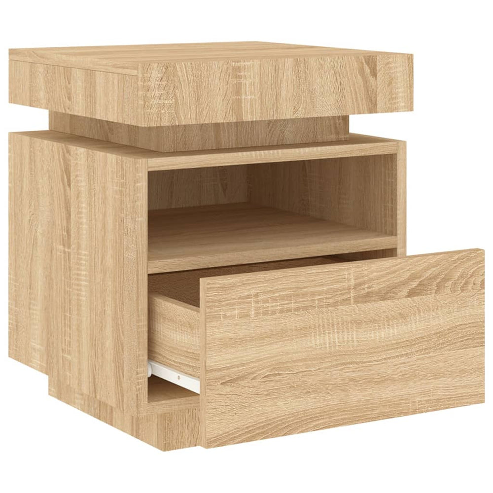 Nachtkastjes met LED 2 st 40x39x48,5 cm sonoma eikenkleurig MeubelReus