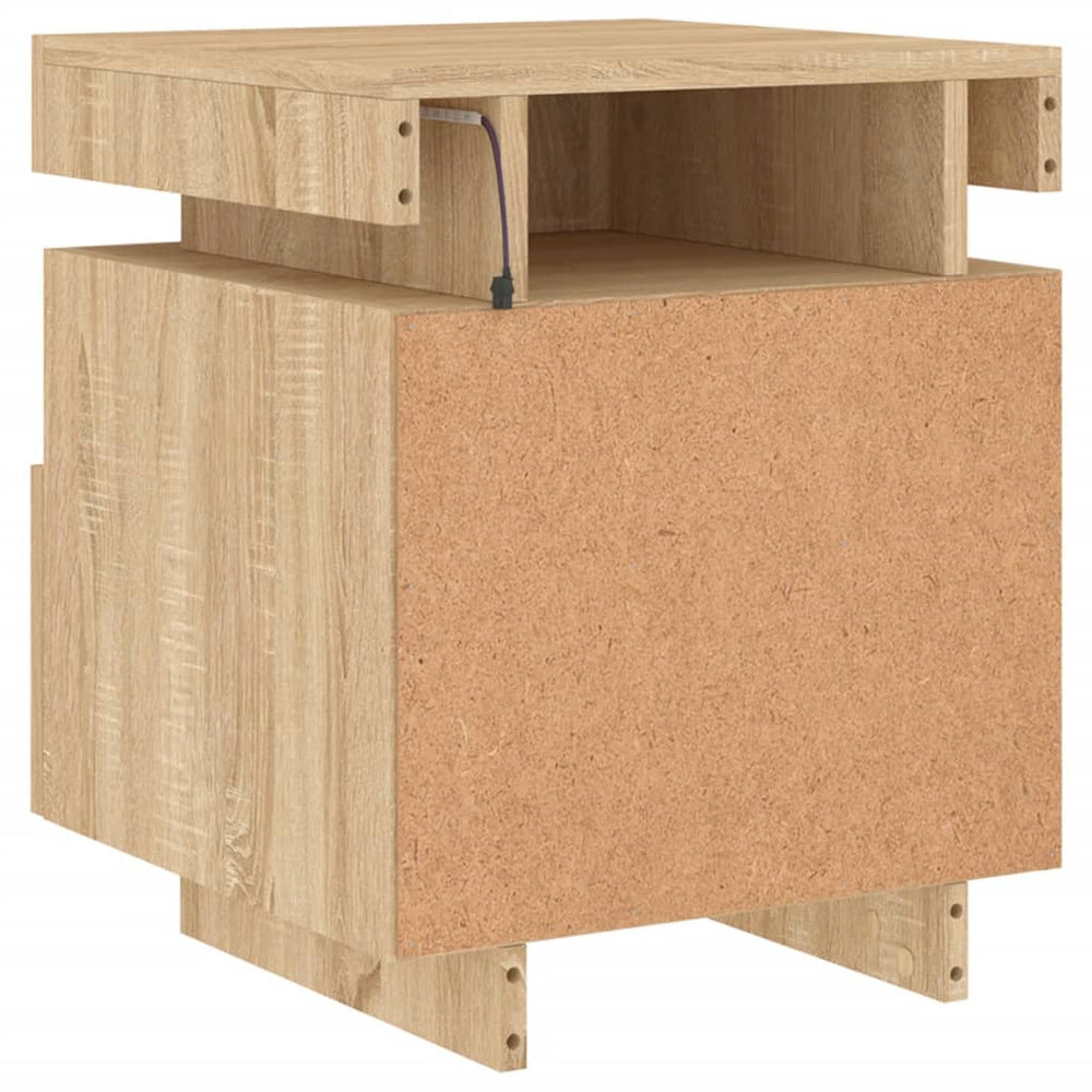 Nachtkastjes met LED 2 st 40x39x48,5 cm sonoma eikenkleurig MeubelReus