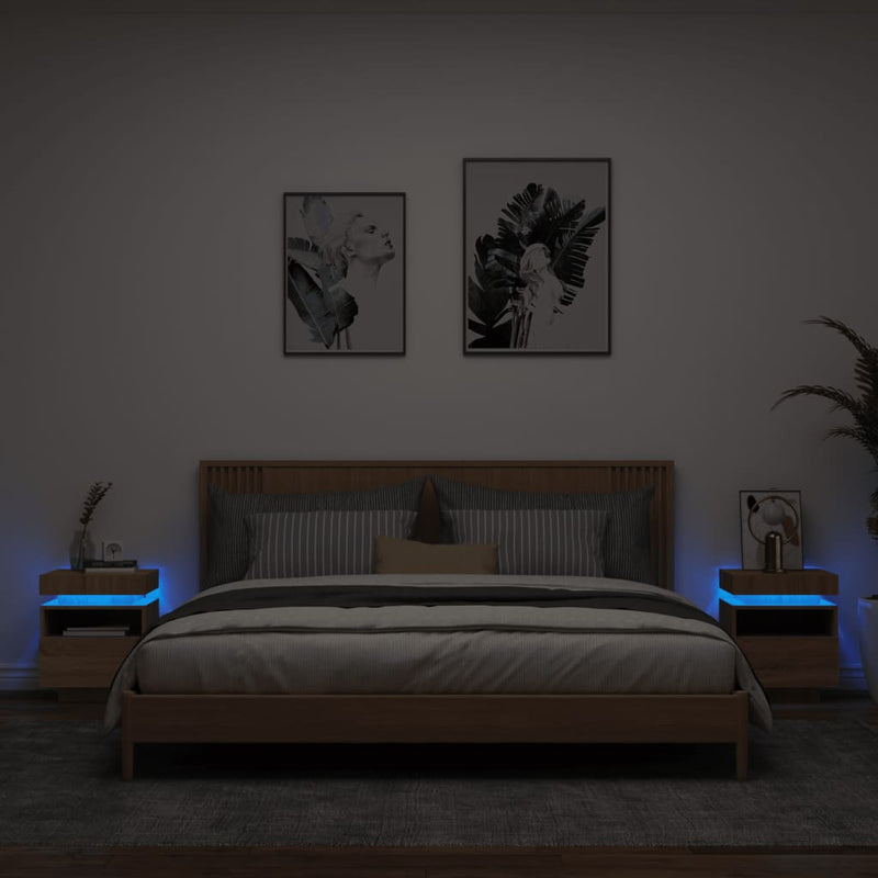 Nachtkastjes met LED 2 st 40x39x48,5 cm sonoma eikenkleurig MeubelReus