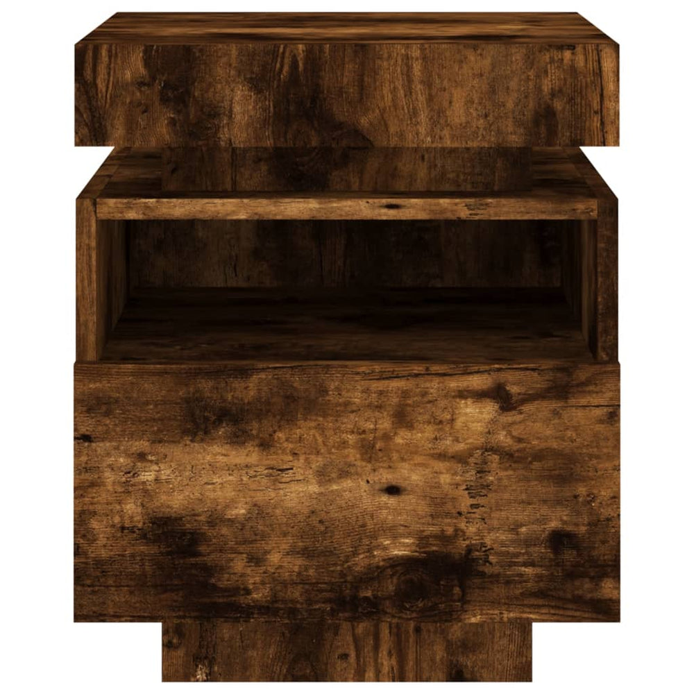 Nachtkastjes met LED 2 st 40x39x48,5 cm gerookt eikenkleurig MeubelReus