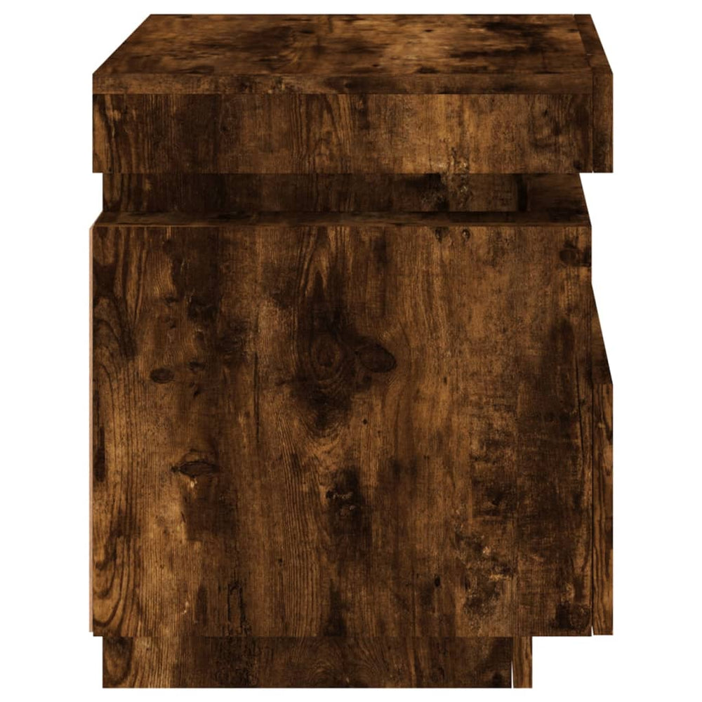 Nachtkastjes met LED 2 st 40x39x48,5 cm gerookt eikenkleurig MeubelReus