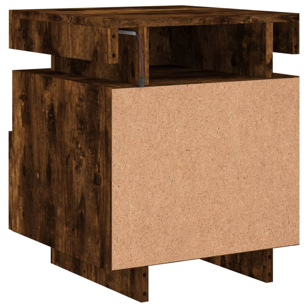 Nachtkastjes met LED 2 st 40x39x48,5 cm gerookt eikenkleurig MeubelReus