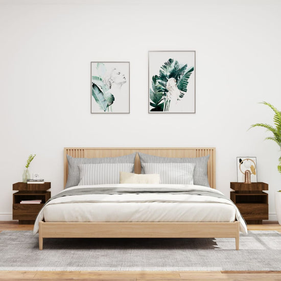 Nachtkastjes met LED 2 st 40x39x48,5 cm bruineikenkleurig MeubelReus