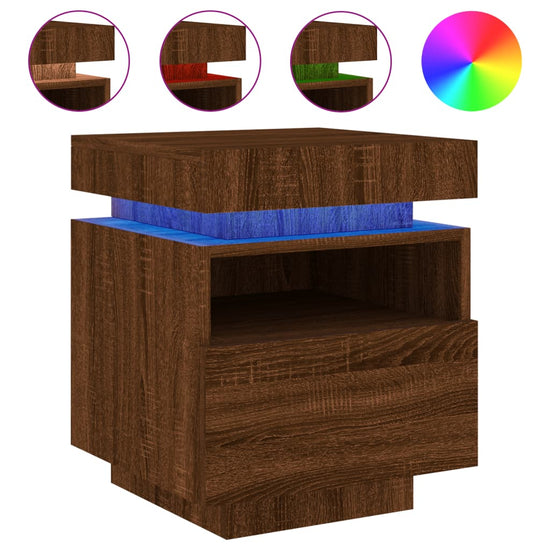 Nachtkastjes met LED 2 st 40x39x48,5 cm bruineikenkleurig MeubelReus