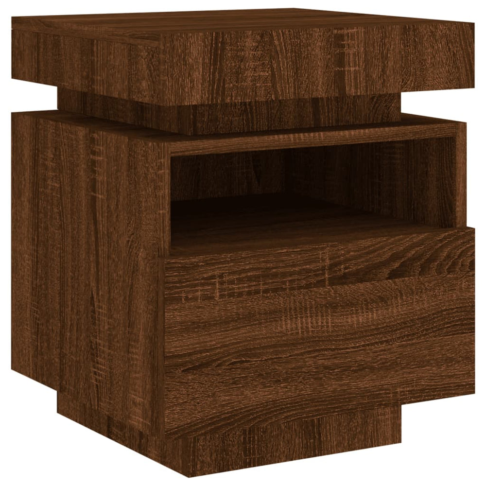 Nachtkastjes met LED 2 st 40x39x48,5 cm bruineikenkleurig MeubelReus