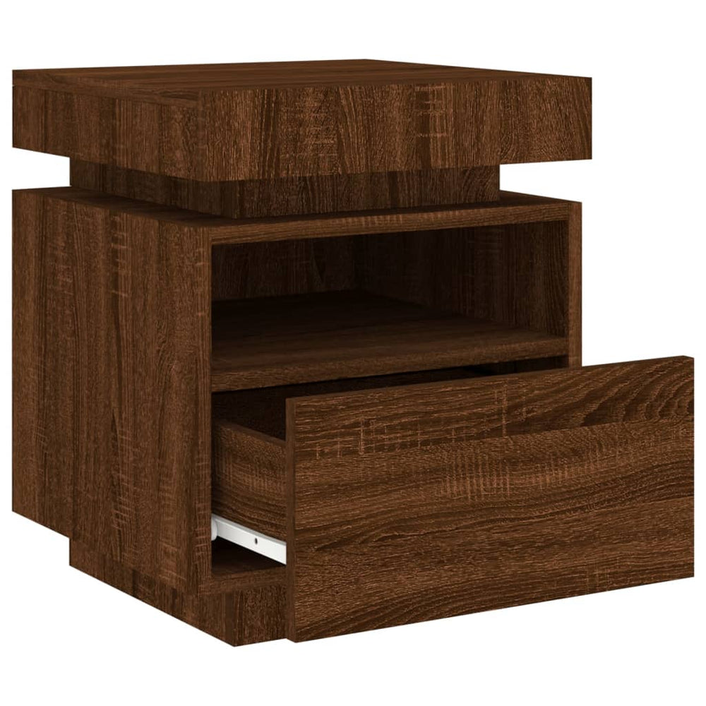 Nachtkastjes met LED 2 st 40x39x48,5 cm bruineikenkleurig MeubelReus