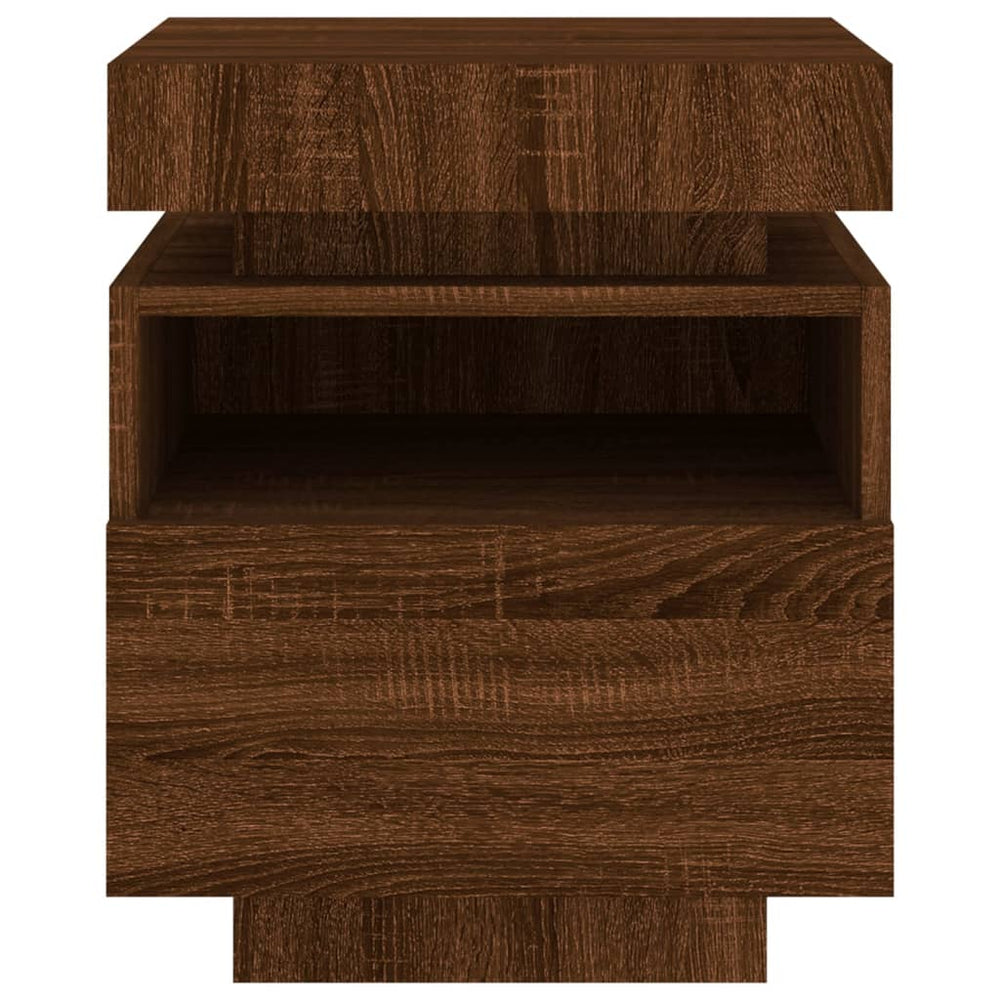 Nachtkastjes met LED 2 st 40x39x48,5 cm bruineikenkleurig MeubelReus