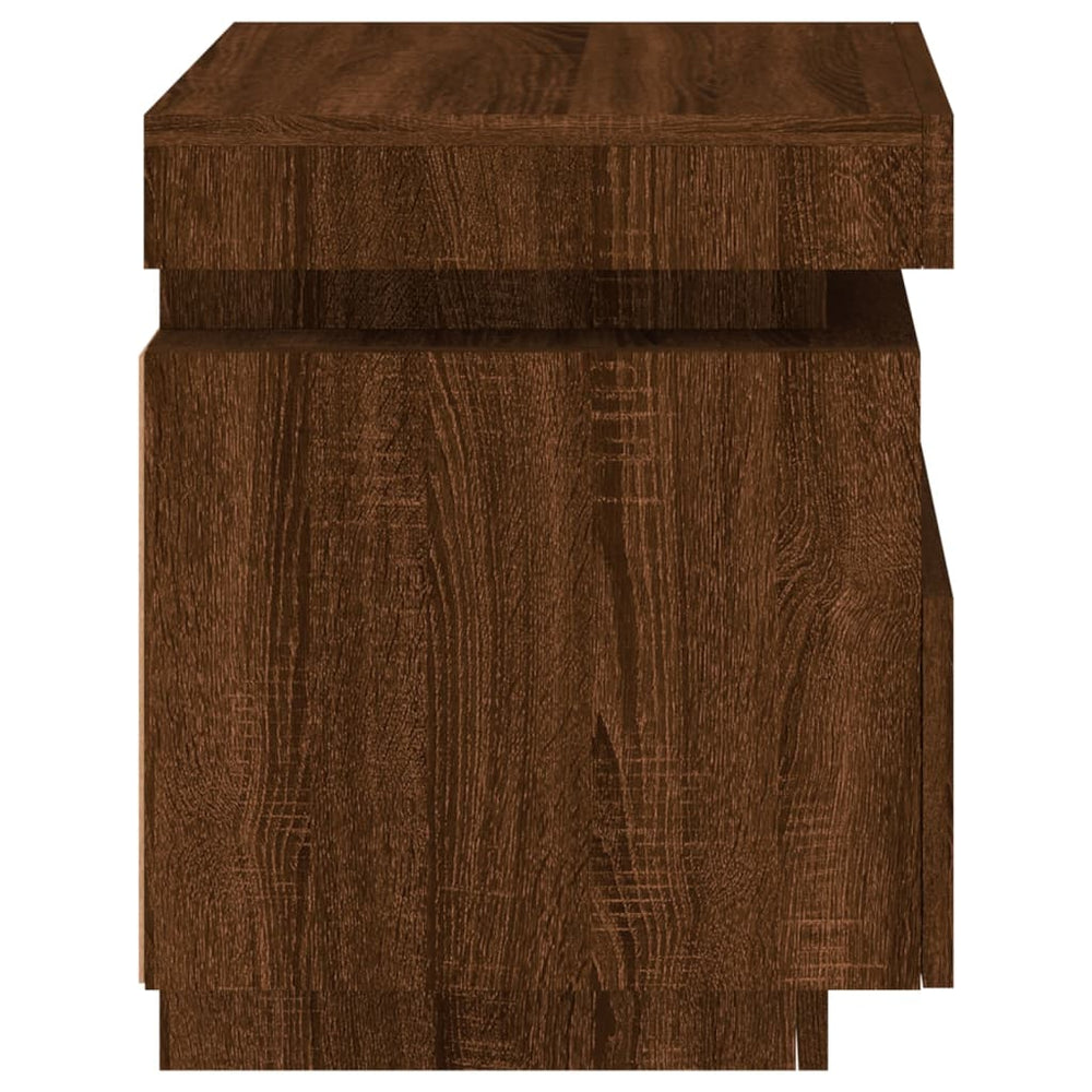 Nachtkastjes met LED 2 st 40x39x48,5 cm bruineikenkleurig MeubelReus