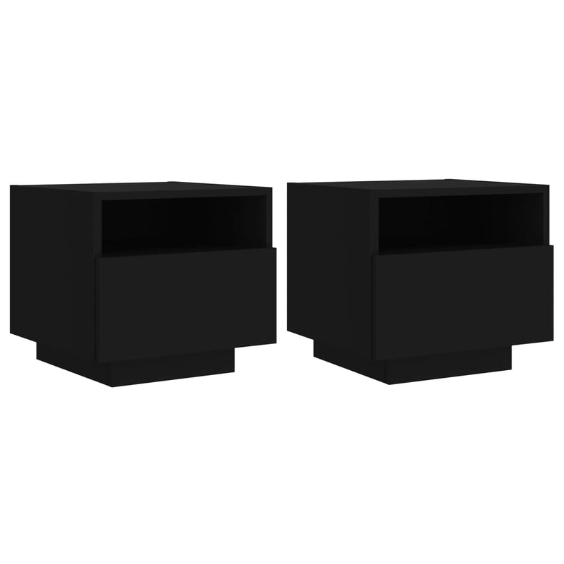 Nachtkastjess met LED-verlichting 2 st 40x39x37 cm zwart