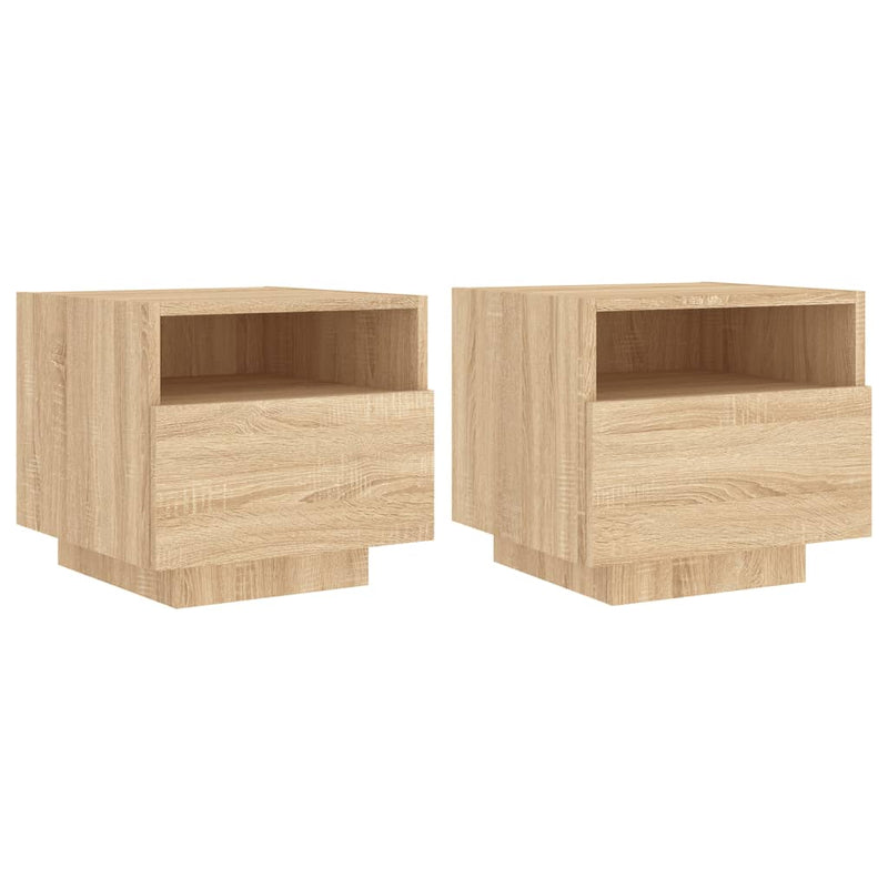 Nachtkastjes met LED-verlichting 2 st 40x39x37 cm sonoma eiken