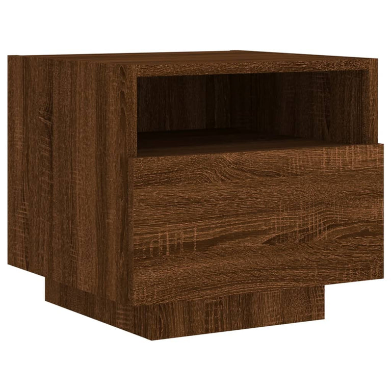Nachtkastje met LED-verlichting 40x39x37 cm bruineikenkleurig