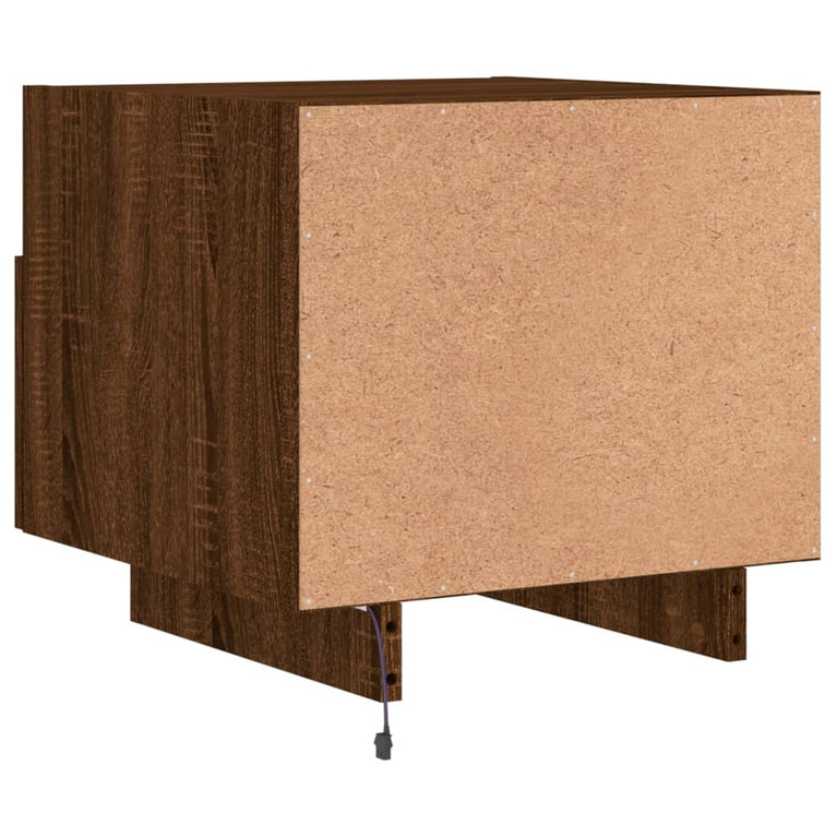 Nachtkastje met LED-verlichting 40x39x37 cm bruineikenkleurig