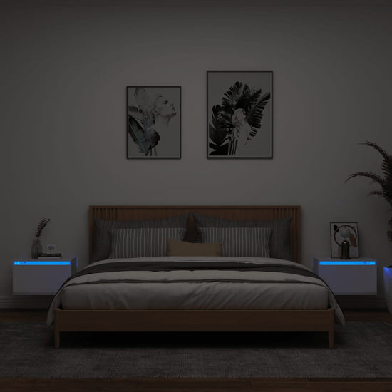 Nachtkastjes met LED's 2 st wandgemonteerd wit MeubelReus