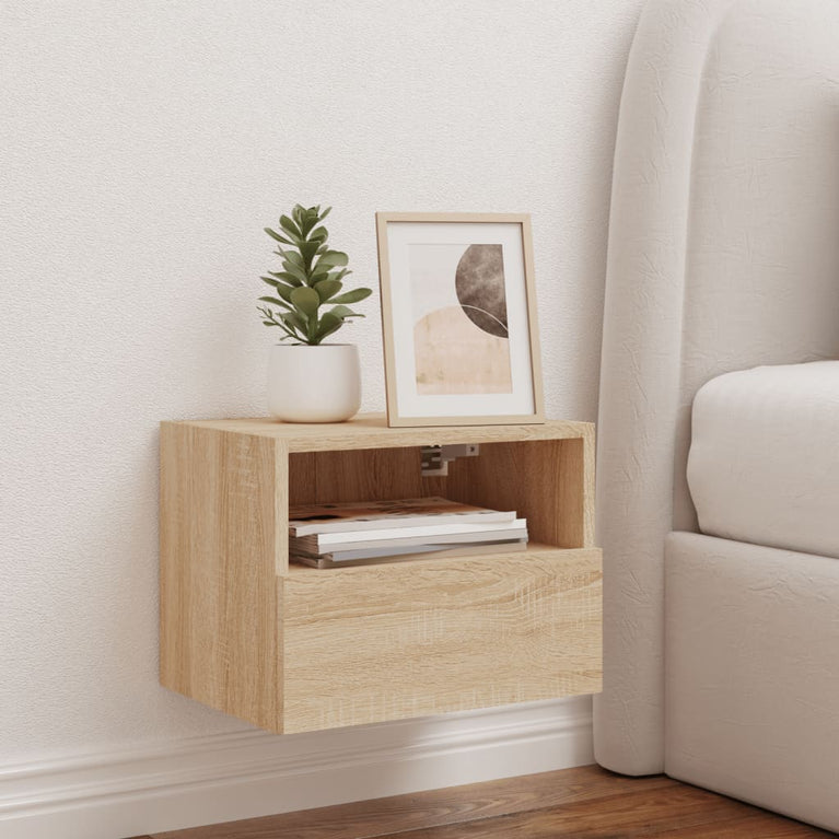Nachtkastje 40x30x30 cm bewerkt hout sonoma eikenkleurig
