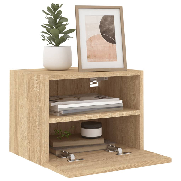 Nachtkastje 40x30x30 cm bewerkt hout sonoma eikenkleurig