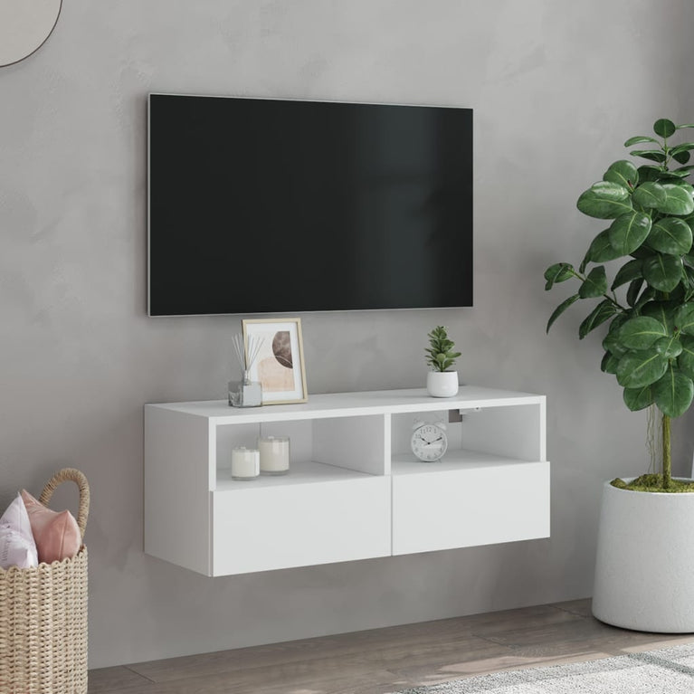 Tv-wandmeubel 80x30x30 cm bewerkt hout wit