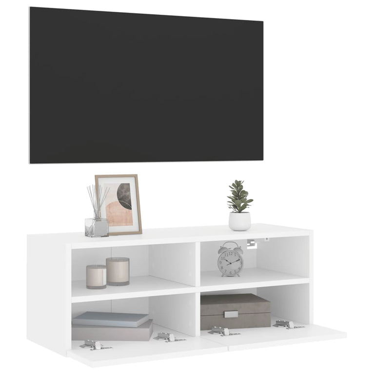 Tv-wandmeubel 80x30x30 cm bewerkt hout wit