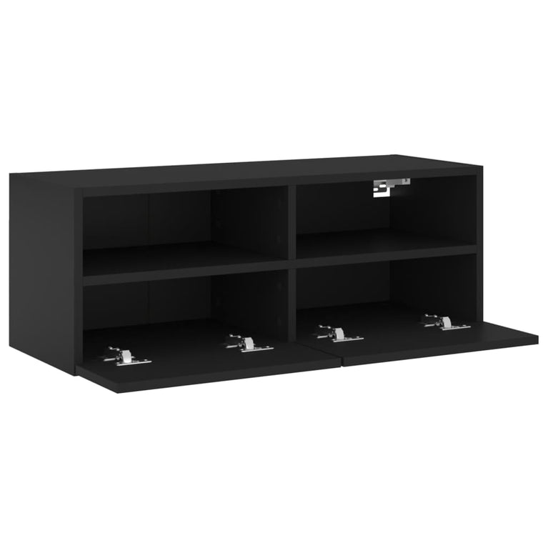 Tv-wandmeubel 80x30x30 cm bewerkt hout zwart