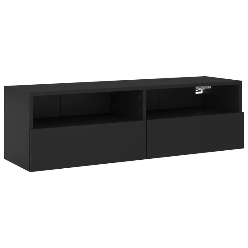Tv-wandmeubel 100x30x30 cm bewerkt hout zwart
