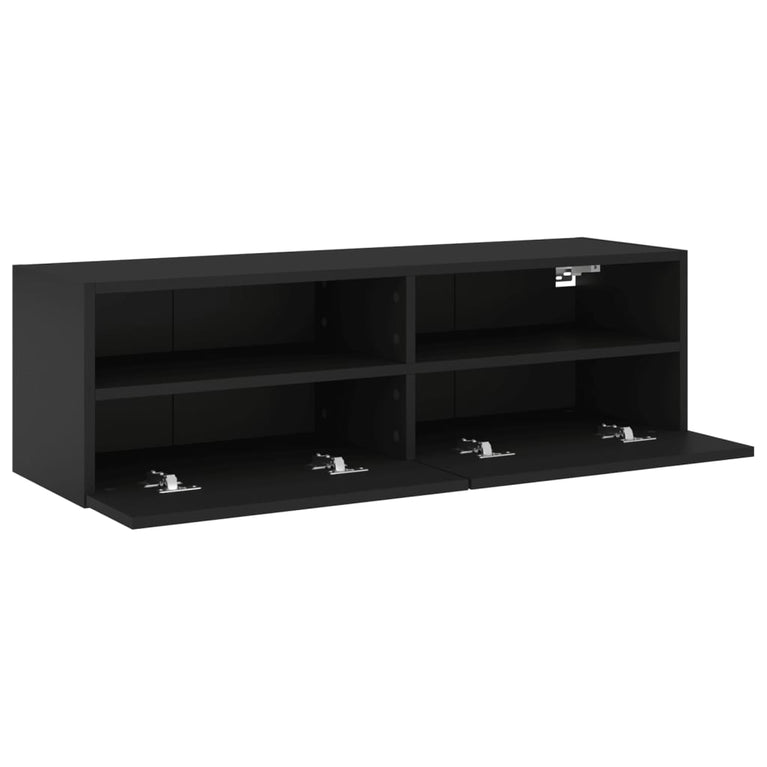 Tv-wandmeubel 100x30x30 cm bewerkt hout zwart