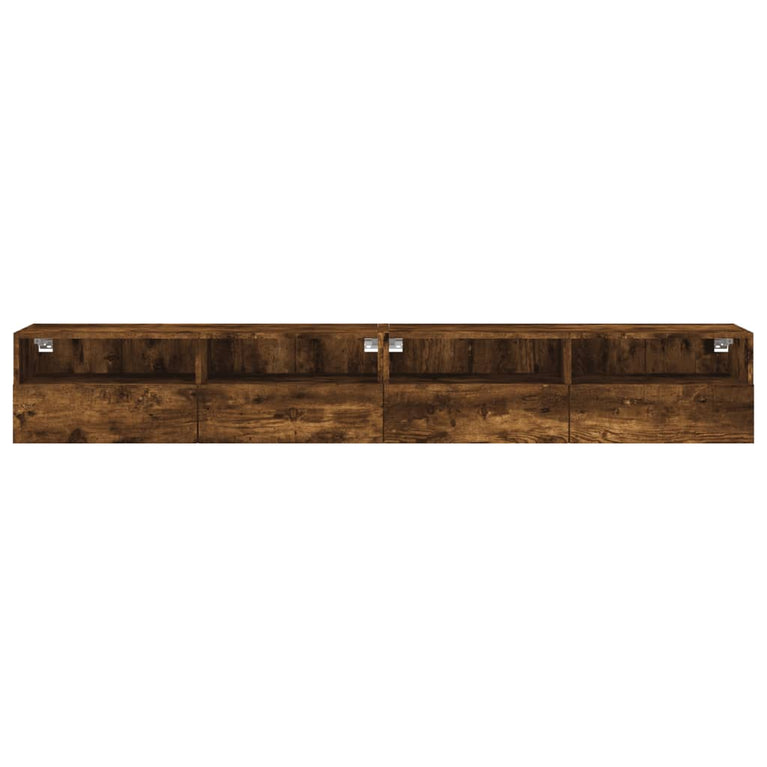 Tv-wandmeubels 2 st 100x30x30 cm bewerkt hout gerookt eiken
