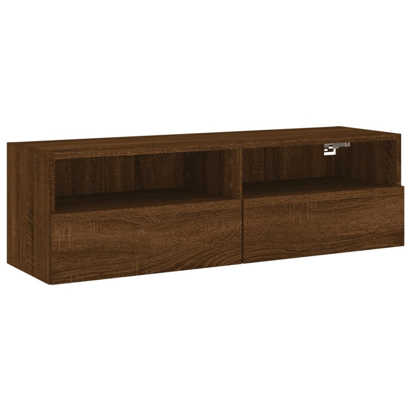 Tv-wandmeubel 100x30x30 cm bewerkt hout bruineikenkleurig