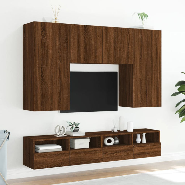 Tv-wandmeubel 100x30x30 cm bewerkt hout bruineikenkleurig