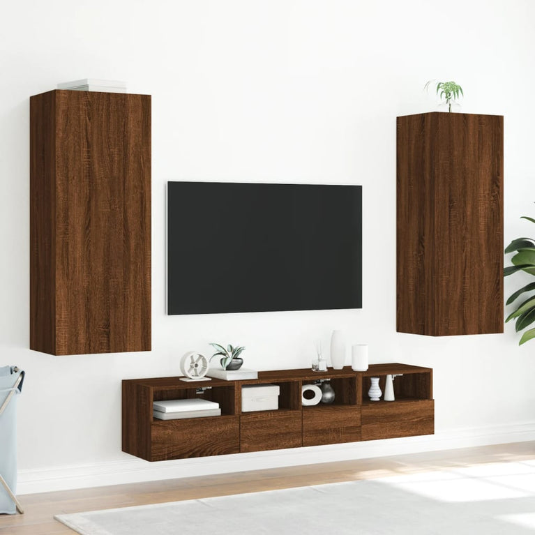 Tv-wandmeubel 40,5x30x102 cm bewerkt hout bruineikenkleurig