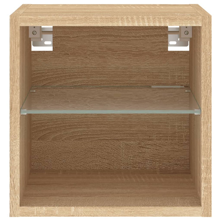 Tv-wandmeubels met LED 2 st 30x28,5x30 cm sonoma eikenkleurig