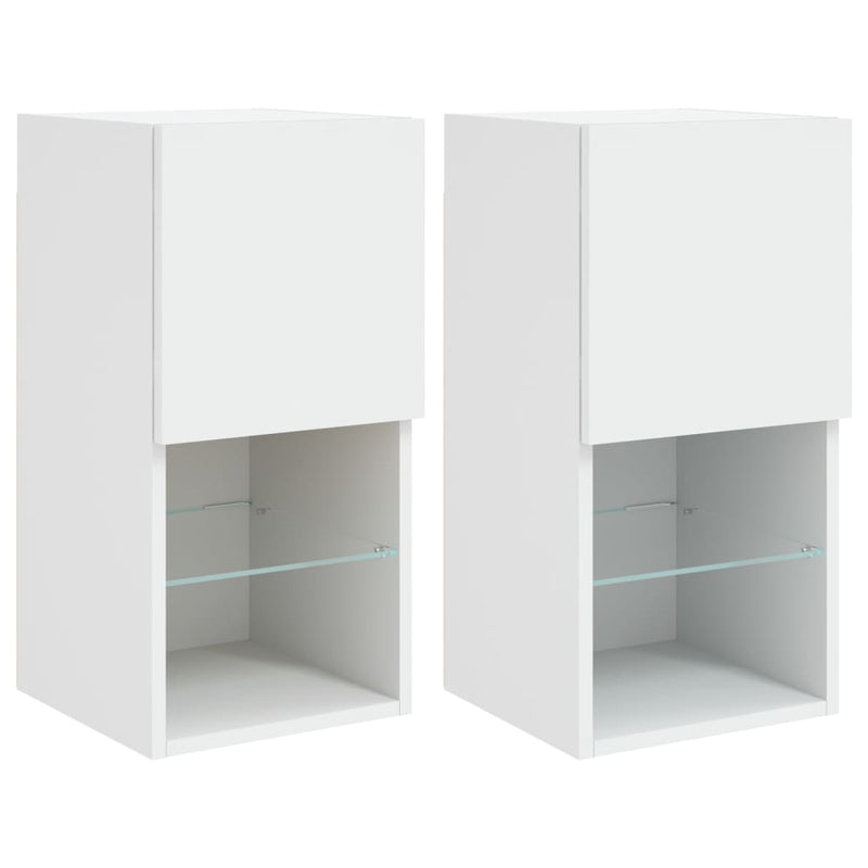 Tv-meubelen 2 st met LED-verlichting 30,5x30x60 cm wit