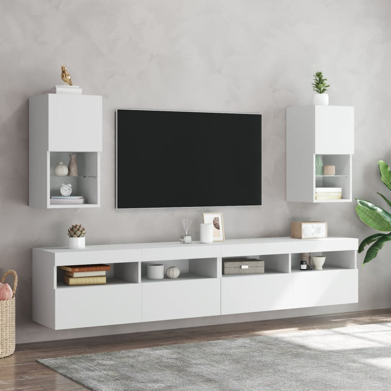 Tv-meubelen 2 st met LED-verlichting 30,5x30x60 cm wit